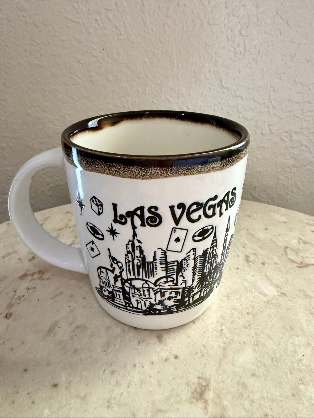 Las Vegas White and Brown Ceramic Coffee Mug